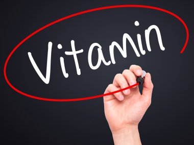Adam el vitamini ile siyah kalemi görsel ekranda yazma.