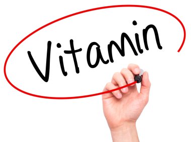Adam el vitamini ile siyah kalemi görsel ekranda yazma.