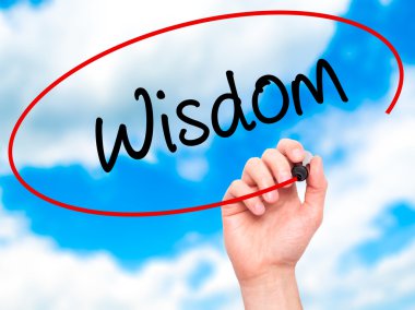 Adam el bilgelik ile siyah kalemi görsel ekranda yazma.