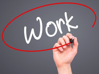 Adam el iş ile siyah kalemi görsel ekranda yazma.