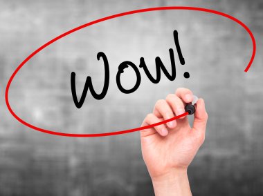 Adam el Wow yazma! görsel ekran ile siyah kalemi