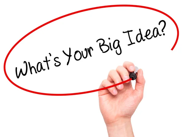 Man Hand writing What's Your Big Idea?  with black marker on vis — Stock Photo, Image