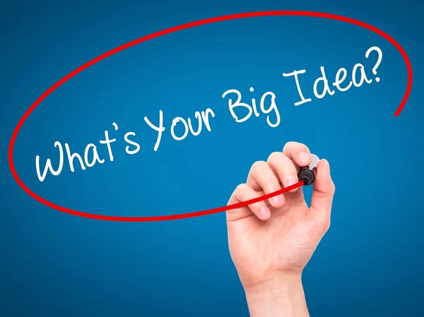 Man Hand writing What's Your Big Idea?  with black marker on vis — Stock Photo, Image