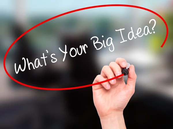 Man Hand writing What's Your Big Idea?  with black marker on vis — Stock Photo, Image