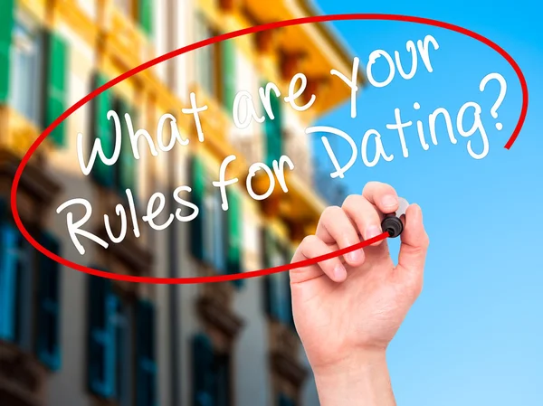 Man Hand writing What are your Rules for Dating? with black mark — Stock Photo, Image