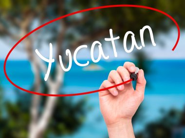 Adam el Yucatan siyah kalemi ile görsel ekranda yazma.