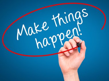 Adam el yapmak şeyler marker ile şeffaf w yazma