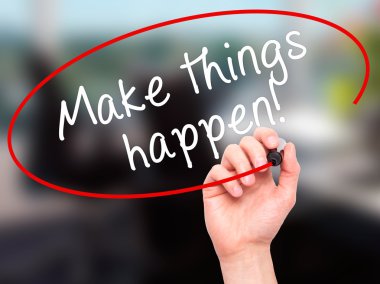 Adam el yapmak şeyler marker ile şeffaf w yazma