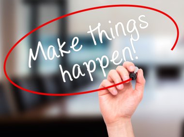 Adam el yapmak şeyler marker ile şeffaf w yazma