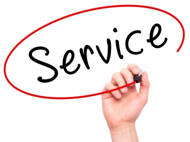 Man hand writing Service on visual screen