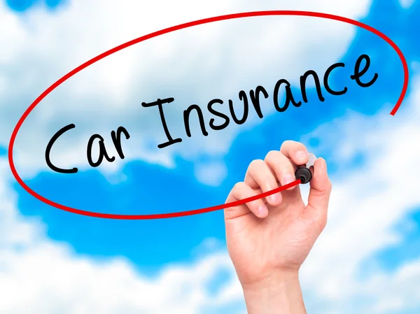 Man Hand writing Car Insurance with marker on transparent wipe b — Stock Photo, Image