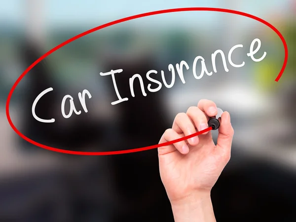 Man Hand writing Car Insurance with marker on transparent wipe b — Stock Photo, Image