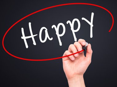 El yazma mutlu siyah kalemi görsel ekranda dostum