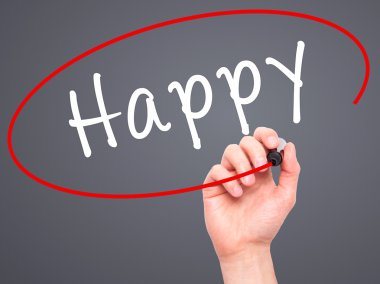 El yazma mutlu siyah kalemi görsel ekranda dostum