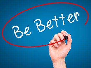 Adam el olması daha iyi siyah kalemi ile görsel ekranda yazma