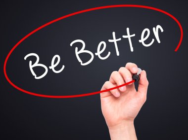 Adam el olması daha iyi siyah kalemi ile görsel ekranda yazma