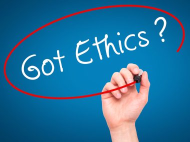 Adam el var etik ile siyah kalemi görsel ekranda yazma.