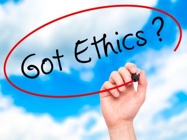 Adam el var etik ile siyah kalemi görsel ekranda yazma.