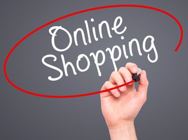 Adam el online alışveriş ile siyah kalemi görsel scr yazma