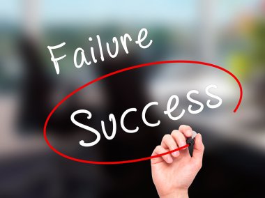 Man Hand writing and choosing, Success instead of Failure, with 