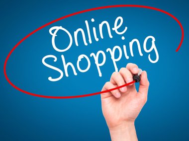 Adam el online alışveriş ile siyah kalemi görsel scr yazma