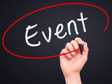 Adam el olay ile siyah kalemi görsel ekranda yazma.