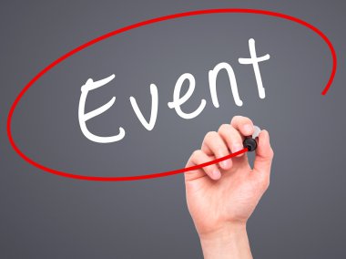 Adam el olay ile siyah kalemi görsel ekranda yazma.