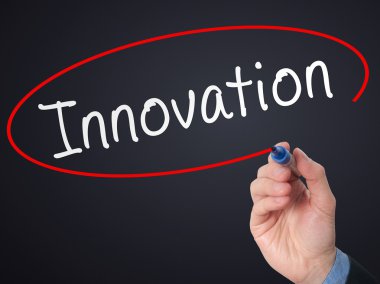 Man Hand writing Innovation with  marker on visual screen
