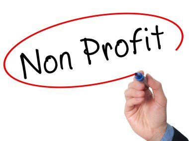 Man Hand writing Non Profit with marker on virtual screen