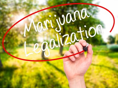 Adam el marihuana yasallaştırma vis siyah kalemi ile yazma