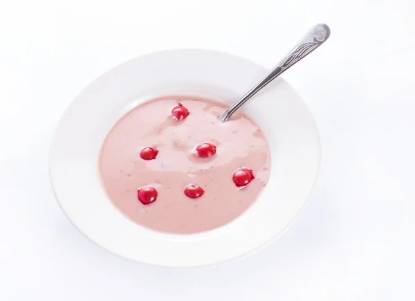 Cherry cream soup on white background — Stock Photo, Image