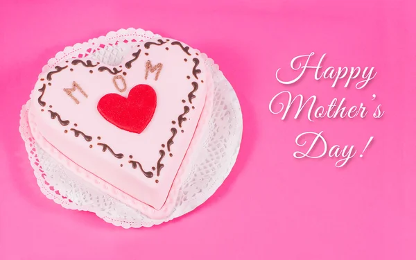 Heart shaped cake for mother's day with text — Stock Photo, Image