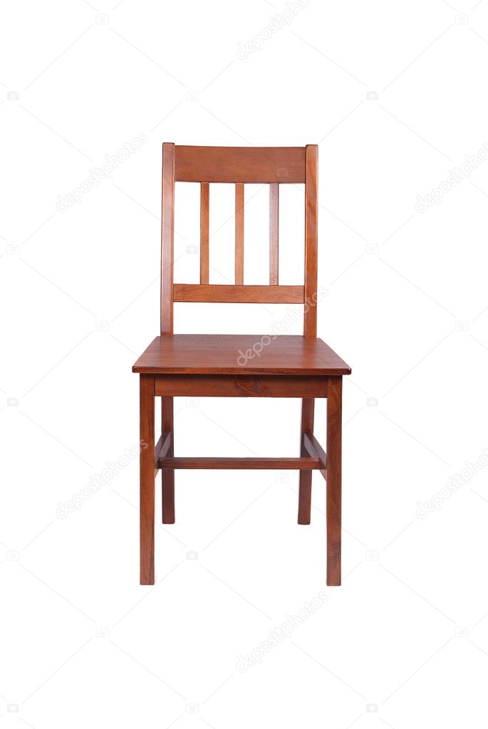 Brown wooden chair isolated on white background