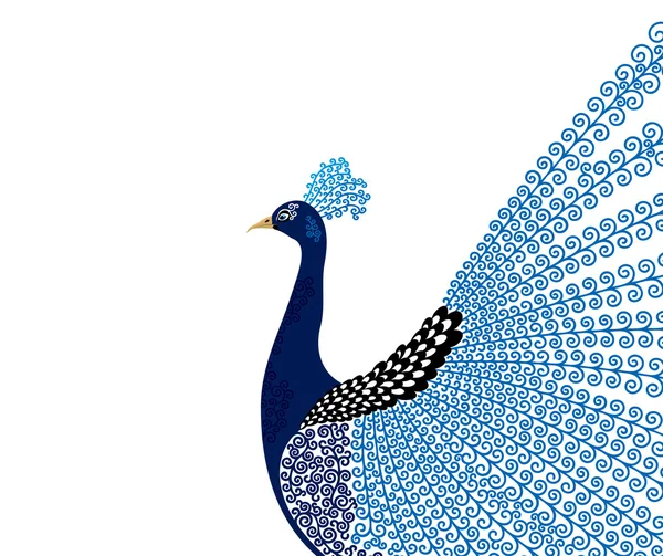 Abstracte gestileerde peacock wenskaart. Uitnodiging. Vectorillustratie — Stockvector