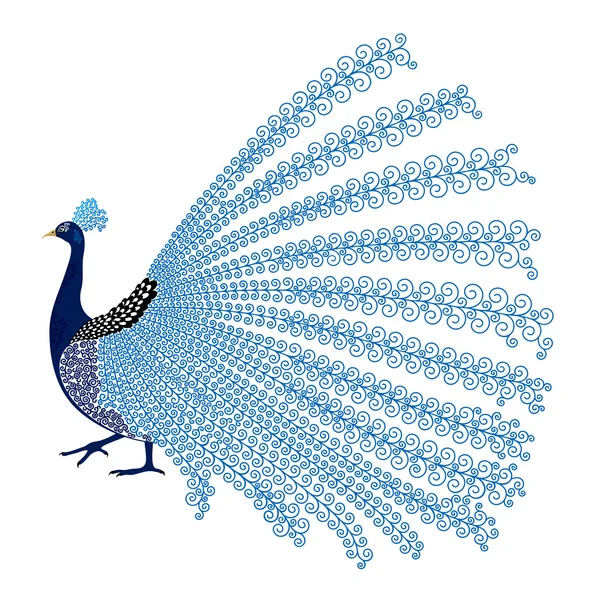 Ilustración vectorial de pavo real abstracto estilizado sobre fondo blanco — Archivo Imágenes Vectoriales