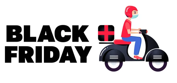 Boodschappenbanner Tijdens Black Friday Levering Van Online Aankopen Tijdens Vakantie — Stockvector