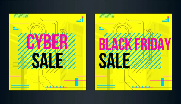 Moderne Banner Cyberpunk Stijl Universele Banner Het Thema Verkoop — Stockvector