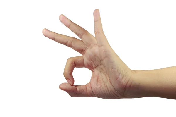 Dłoń okey palce znak Pokaż — Zdjęcie stockowe