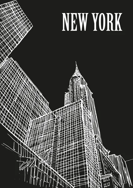 NEW YORK, USA - New York skylines, Chrysler building. Hand drawn sketch Stock Illustration