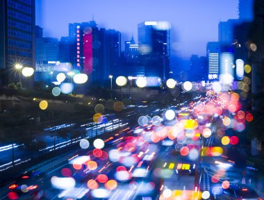 Guangzhou şehir gece trafik