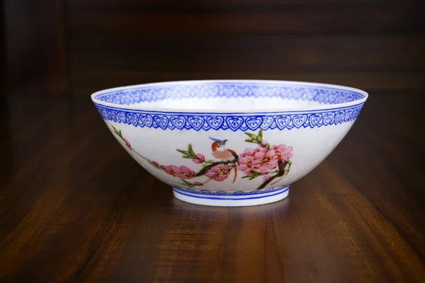 Old chinese bowl with peach flower painting — Stock Photo, Image