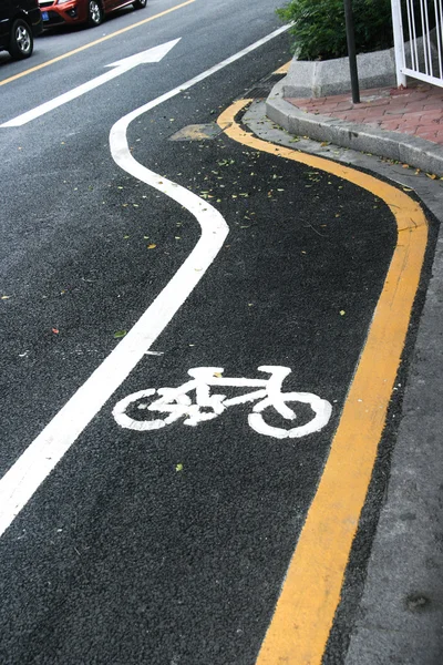Bicicleta sinal de caminho — Fotografia de Stock