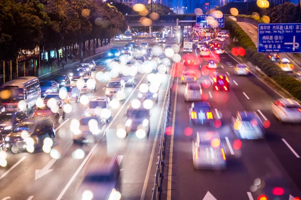 Doppia esposizione del traffico notturno — Foto Stock