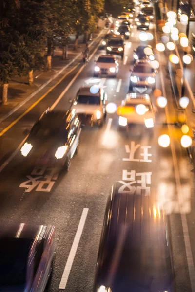 Doppia esposizione del traffico notturno — Foto Stock