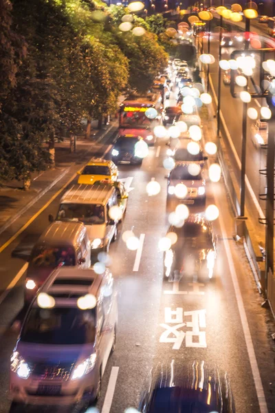 Doppia esposizione del traffico notturno — Foto Stock