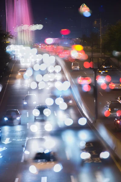 Doppia esposizione del traffico notturno — Foto Stock