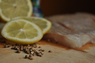 Balık fileto. Yemek, ana yemek. Açlık gıda baharat