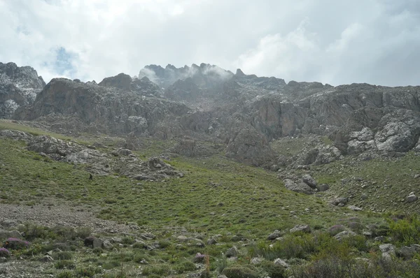 おうし座の山。トルコ。切り立った断崖と渓谷。雪をかぶった山. — ストック写真