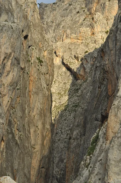 Toros Dağları. Türkiye. Dik kayalıklarla ve gorge. Karla kaplı tepeler.