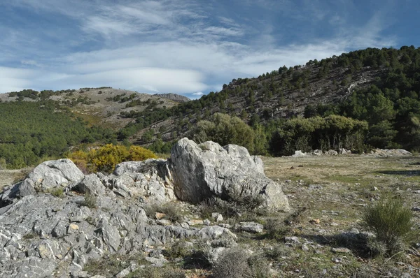 Serra Nevada, no sul da Espanha, perto de Pradollano. Picos cobertos de neve . — Fotografia de Stock